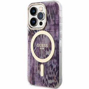 Guess GUHMP14LHLEOPWP iPhone 14 Pro 6.1 vaaleanpunainen/vaaleanpunainen suojakuori Leopard MagSafe