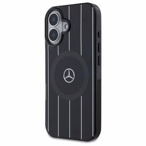 Mercedes MB Double Layer Crossed Lines MagSafe Suojakuori iPhone 16:lle - musta