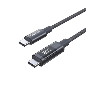 Choetech XCC-1068 PD 60 W USB-C - USB-C kaapeli näytöllä 1,2 m - musta
