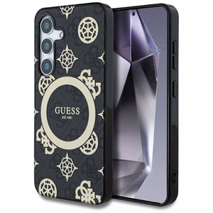 Guess HC Magneettinen IML Peony on 4G Background Suojakuori Samsung Galaxy S25:lle musta
