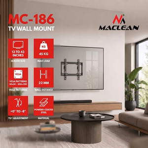 Maclean MC-186 – TV-seinäteline, 13–43-tuuman, VESA 200×200, enintään 45 kg, musta, kallistus 0°–8°
