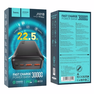 Hoco J101B varavirtalähde PD 20W+QC 3.0 22,5W 30000 mAh musta