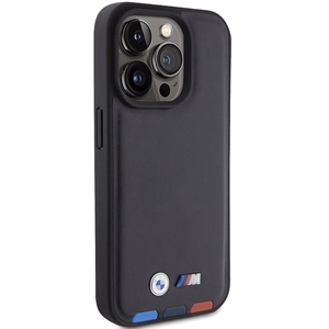 BMW BMHCP15L22PTDK iPhone 15 Pro 6.1" musta/musta Leather Stamp Tricolor
