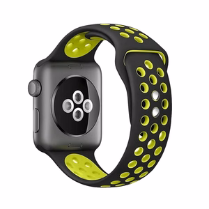 Crong Duo Sport strap for Apple Watch 38 / 40 / 41 / 42 mm, black and lime green