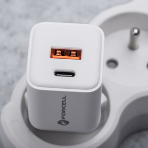 FORCELL F-ENERGY Mini GaN III VT-35C matkalaturi 1 x Type C + 1 x USB A liitännöillä, PD QC4.0 35W valkoinen
