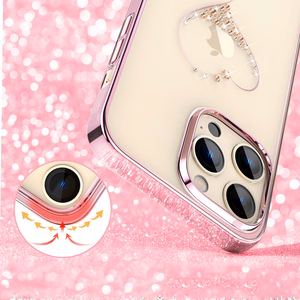Silikonikotelo, jossa Swarovski-kristallit Kingxbar Wish Series iPhone 14 Plus - vaaleanpunainen