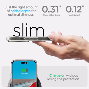 Spigen Ultra Hybrid Mag -kotelo MagSafella iPhone 14 Pro:lle - Kirkas/valkoinen