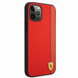 Ferrari FESAXHCP12LRE iPhone 12 Pro Max 6.7" punainen/punainen kovakotelo On Track Carbon Stripe