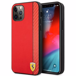 Ferrari FESAXHCP12LRE iPhone 12 Pro Max 6.7" punainen/punainen kovakotelo On Track Carbon Stripe