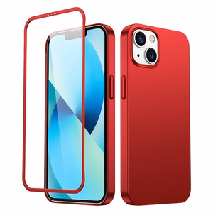 Joyroom 360 Full Case front and back cover for iPhone 13 + tempered glass screen protector red (JR-BP927 red)