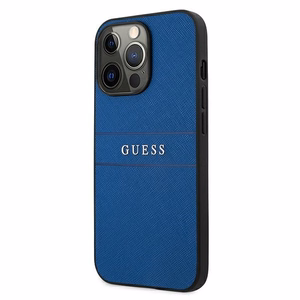 Guess Saffiano Hihna Suojakuori iPhone 13 Pro Max 6.7" - Sininen