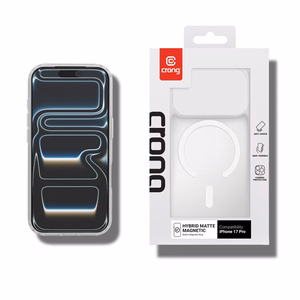 Crong Hybrid Matte Magnetic MagSafe suojakuori iPhone 17 Pro -laitteelle, valkoinen