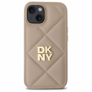 DKNY Quilted Stack Logo Suojakuori iPhone 15:lle - beige