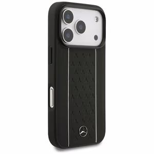 Mercedes Leather Star Pattern Stripes MagSafe suojakuori iPhone 17 Pro - musta