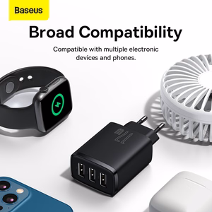 Baseus Compact seinälaturi - 3xUSB - 17W (CCXJ020101) musta