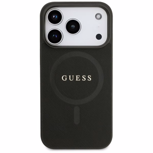 Guess Saffiano Classic Logo MagSafe suojakuori iPhone 17 Pro - musta