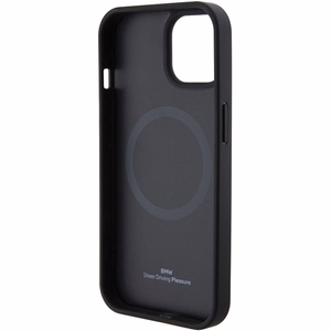 BMW Suojakuori iPhone 15 Plus 6,7:lle BMHMP15MSLLBK musta HC Magsafe Nahkainen Hot Stamp