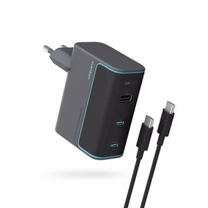 Cuktech CUKAD1003EUG GaN 100W Seinälaturi 2 x USB-C 1 x USB-A USB-C-kaapelilla - Harmaa