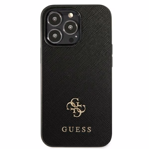 Guess Saffiano 4G Small Metal Logo suojakuori iPhone 13 Pro / 13 6.1":lle - musta