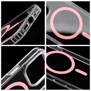 Suojakuori iPhone 11:lle Drop Glue Colorful Ring Mag -kuori MagSafe-yhteensopiva vaaleanpunainen