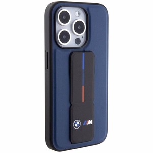 BMW M Grip Stand Bicolor Suojakuori iPhone 15 Pro:lle - laivastonsininen
