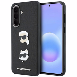Karl Lagerfeld -suojakuori Karl&Choupette Heads Pins&Logo -kuviolla Samsung Galaxy A57 5G -mallille, musta