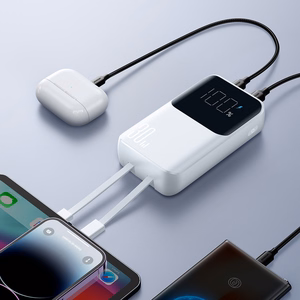 Mini-virtapankki sisäänrakennetuilla kaapeleilla Joyroom JR-PBC06 30W 10000mAh - valkoinen