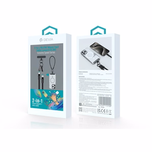 Devia lanyard-kaapeli 2in1 PD USB-C - Lightning 0,3 m 27W, musta