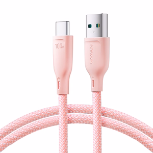 Joyroom Multi-Color Series S-A34 USB-A / USB-C Kaapeli 100W 1 m - vaaleanpunainen