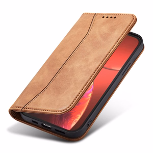 Magneetti Fancy Case Kotelo iPhone 13 Pro Max pussi kortti lompakko kortin haltija Brown