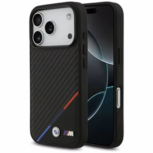 BMW M Carbon Tricolor Line MagSafe -suojakuori iPhone 17 Pro - musta