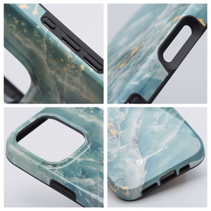 Suojakuori iPhone 16 PLUS:lle Forcell F-Protect Mirage MagSafe-yhteensopiva Military Drop-Test vihrea marmori