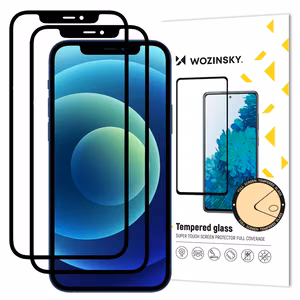 Wozinsky 2x karkaistua lasia Full Glue Super Tough näytönsuoja Full Coveraged kehys Case Friendly iPhone 12 Pro / iPhone 12 musta