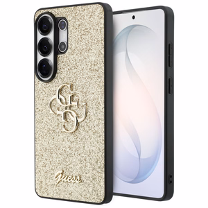 Guess Fixed Glitter Big 4G Metal Logo -suojakuori Samsung Galaxy S26 Ultralle - kultainen