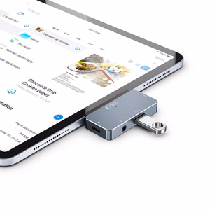 HUB Tech-Protect V6 4in1 USB-C - USB-A 3.0 / USB-C PD100W / HDMI / mini jack 3.5mm - gray