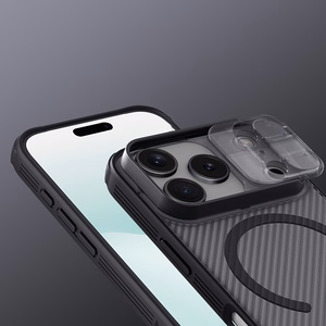 Nillkin CamShield Pro MagSafe-yhteensopiva suojakuori iPhone 17 Pro Max:lle - läpinäkyvä musta