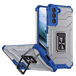 Crystal Ring Case kova hybridi kansi + magneettinen pidike Samsung Galaxy S22 + (S22 Plus) sininen
