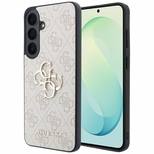 Guess Leather 4G Metal Logo -suojakuori Samsung Galaxy S26 FE – vaaleanpunainen
