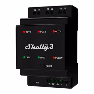 Shelly Pro 3 DIN-kisko 3-kanavainen rele, WiFi/LAN