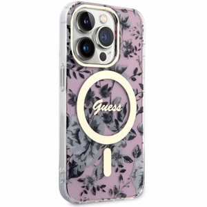Guess GUHMP14LHCFWSP iPhone 14 Pro 6.1 vaaleanpunainen/vaaleanpunainen suojakuori Flower MagSafe
