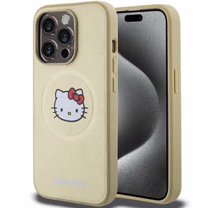 Hello Kitty Nahkainen Kitty Head MagSafe Suojakuori iPhone 14 Pro:lle - kultainen