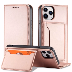 Magneettikorttikotelo iPhone 12 Pro Max Kotelo kortti lompakko kortin haltija vaaleanpunainen