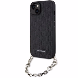 Karl Lagerfeld KLHCP14SSACKLHPK iPhone 14 6.1 musta/musta kovakuori Saffiano Monogram Chain