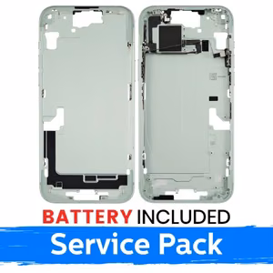 Apple iPhone 15 Plus keskikehys + akku vihreä (service pack)