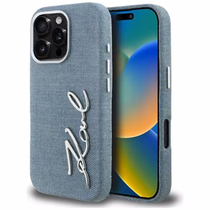 Karl Lagerfeld FW Jeans Signature Logo Suojakuori iPhone 16 Pro Max - sininen