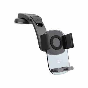 Car holder for mobile phone with windshield and dashboard mount BLUE STAR Long Neck Crystal black