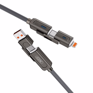 XO kaapeli NB275 4in1 USB-C - Lightning + USB - USB-C 60W 1,0m harmaa