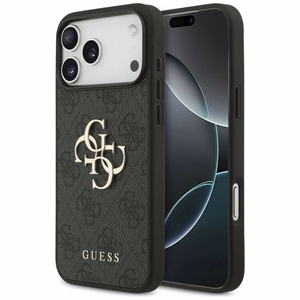 Guess PU 4G Metal Logo -kuori Apple iPhone 18 Pro Max -puhelimelle, harmaa