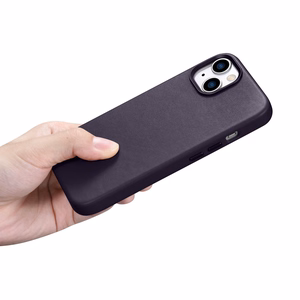 iCarer Kotelo Nahkakotelo Kotelo iPhone 14 Plus tumman violetti (MagSafe-yhteensopiva)