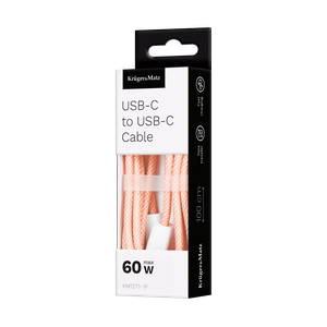 Krüger&Matz Basic USB-C–USB-C-kaapeli, 60 W, 1 m, vaaleanpunainen